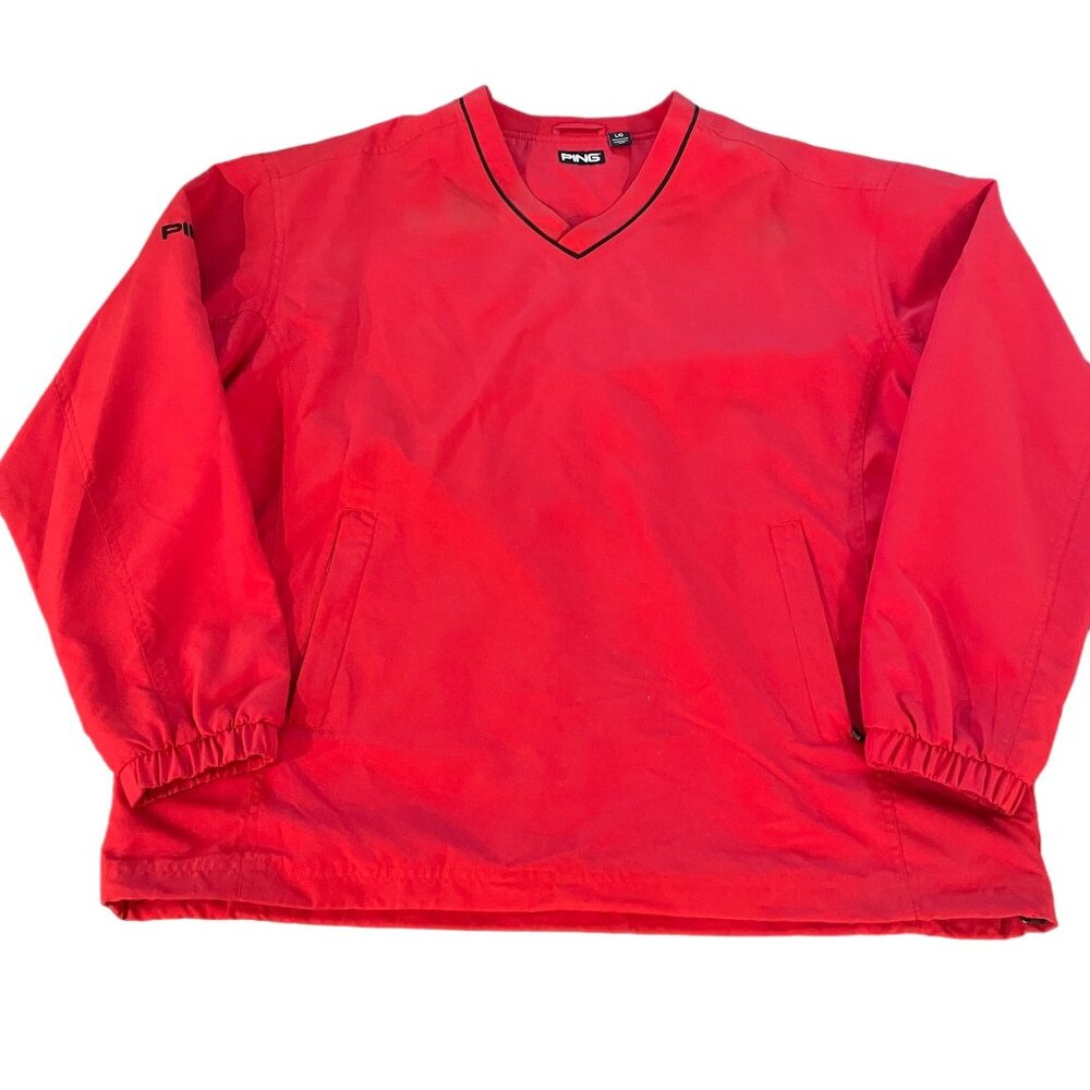 Ping Men's Golf Red LS Windbreaker Pullover Jacket, Size L